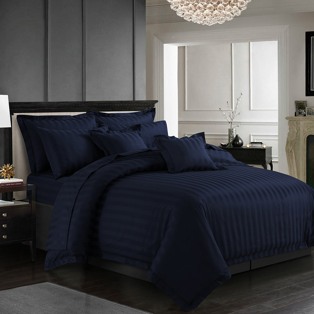 Onyx Navy Quilt Cover Set Crescent Home Store