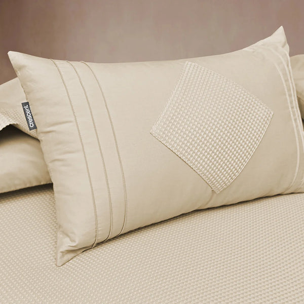 Beige Waffle Textured Deck Pillow Pair