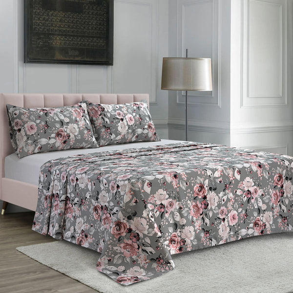 Frosted Rose Garden Digital Printed Sheet Set