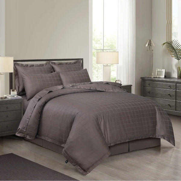 Ash Grid Duvet Cover Set