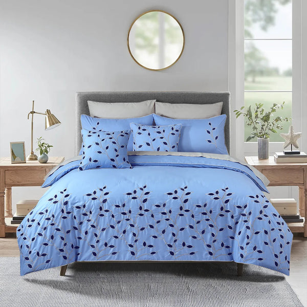 Leaves Embroidered Duvet Cover Set