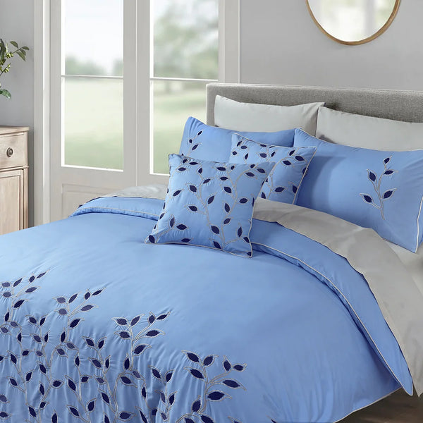 Leaves Embroidered Duvet Cover Set