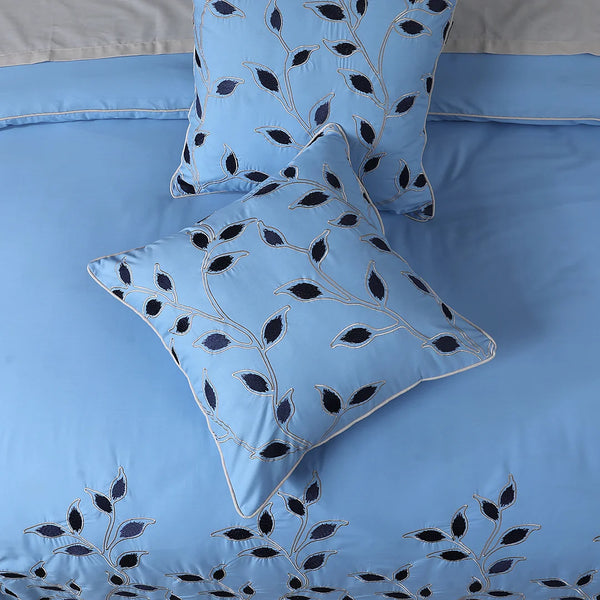 Leaves Embroidered Cushion Cover Pair