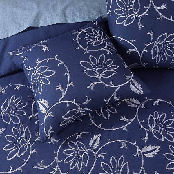 Midnight Bloom Embroidered Cushion Cover Pair