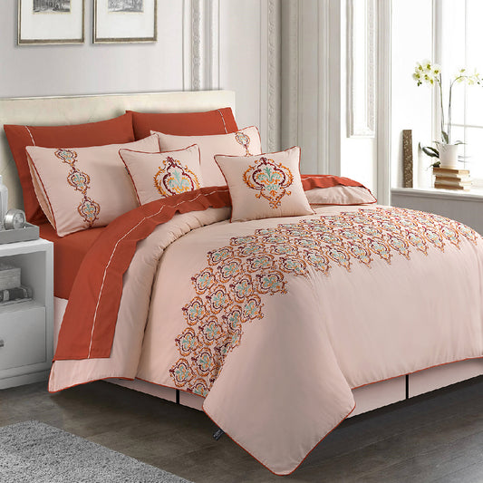 Apricot 6Pcs Embroidered Bedset - Gift Pack