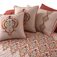 Apricot Embroidered Quilt Cover Set
