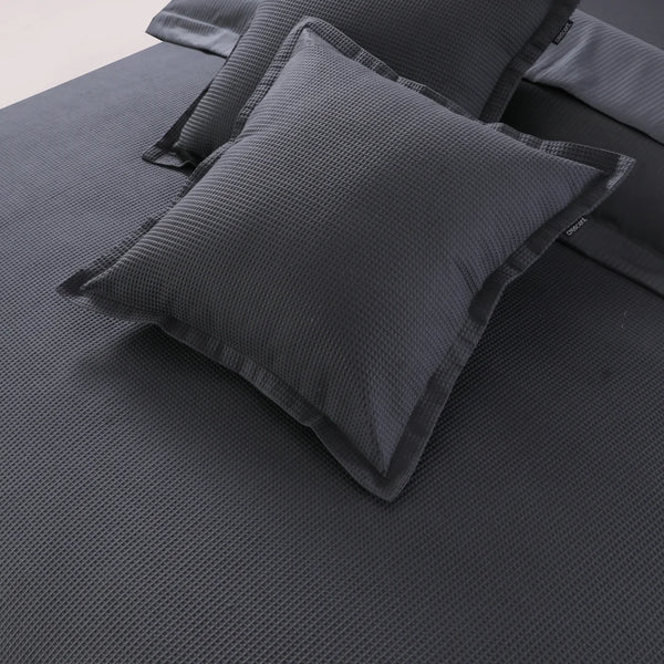 Gray Waffle Textured Cushion Cover Pair