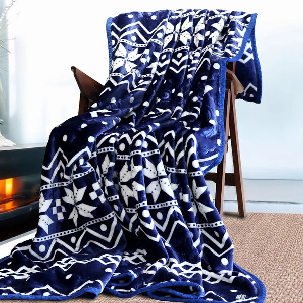 Royal Blue Geometric Fleece Blanket