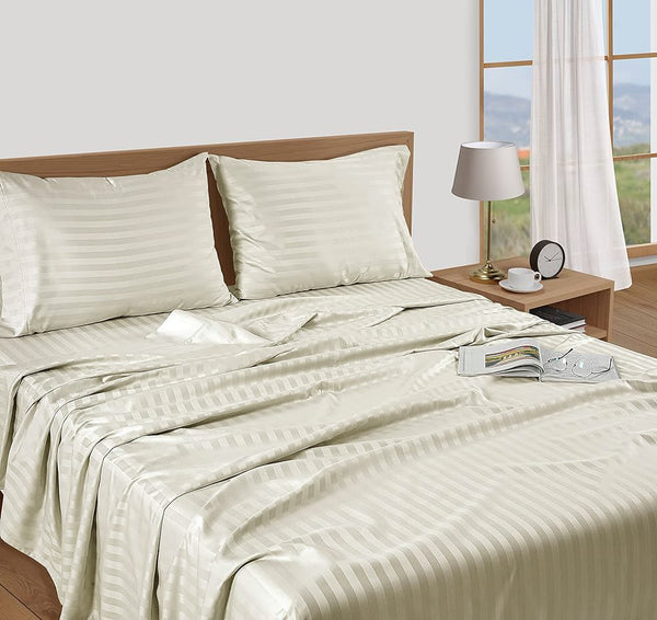 Ivory Stripe Sateen Sheet Set