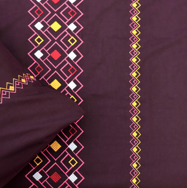 Almas Plum Embroidered Sheet Set
