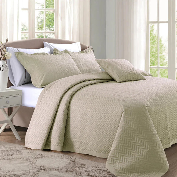 Braided Beige Bedspread Set