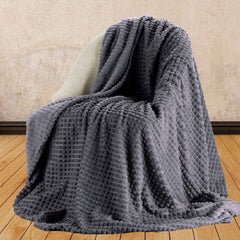 Grey Waffle Fleece Blanket