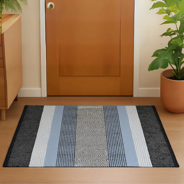 Handmade Woven Door Mat – Geometric Stripes