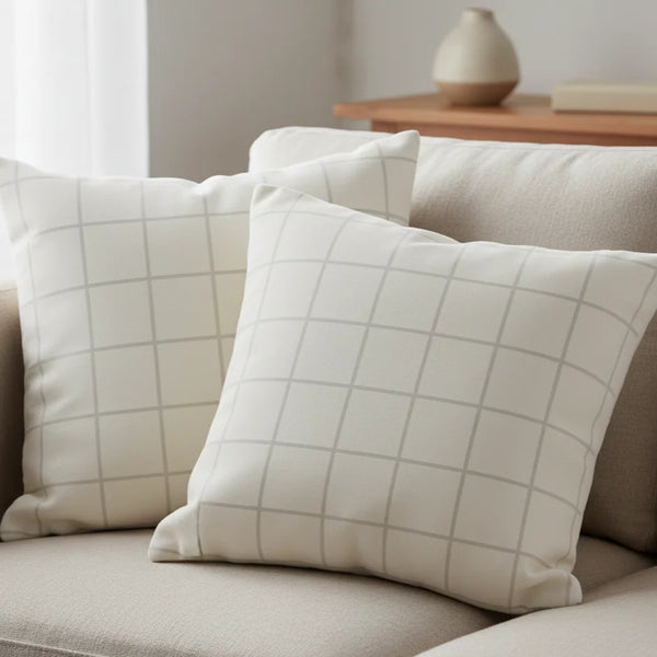 White Grid Cushion Covers