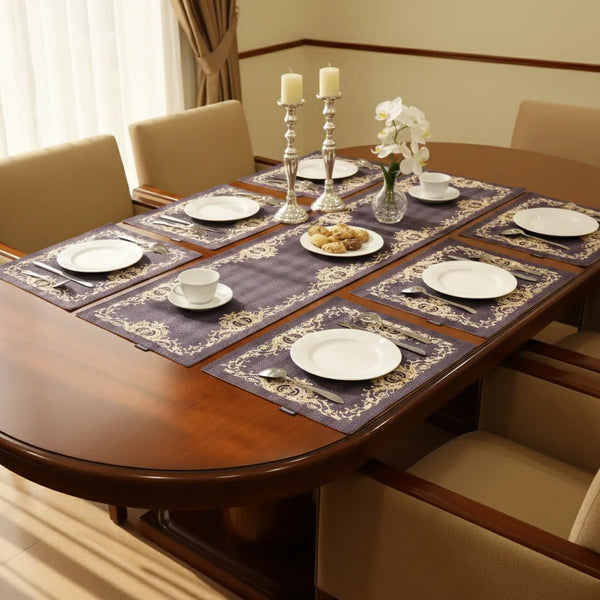 Indigo Dining Dobby Table Linen Set