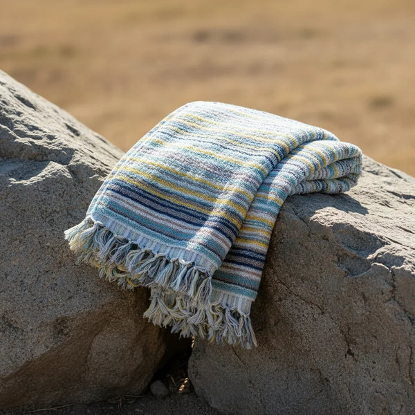 Yarn Dyed Bath Towel Blue
