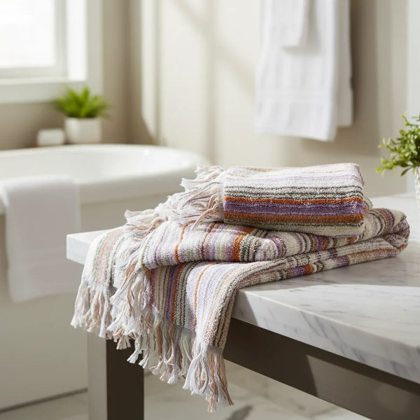 Yarn Dyed Bath Towel Beige
