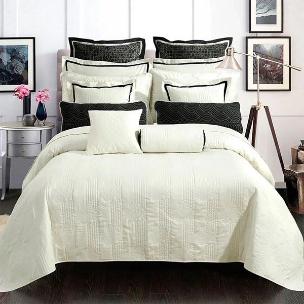 Ivory Motif Bedspread Set