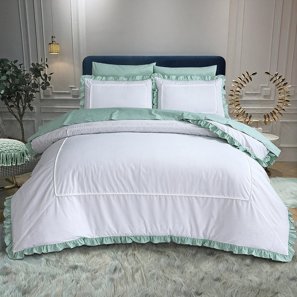 Regal Ruffles Embellished Quilt Cover Set