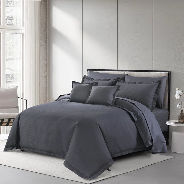 Gray Waffle Textured Duvet Cover Set