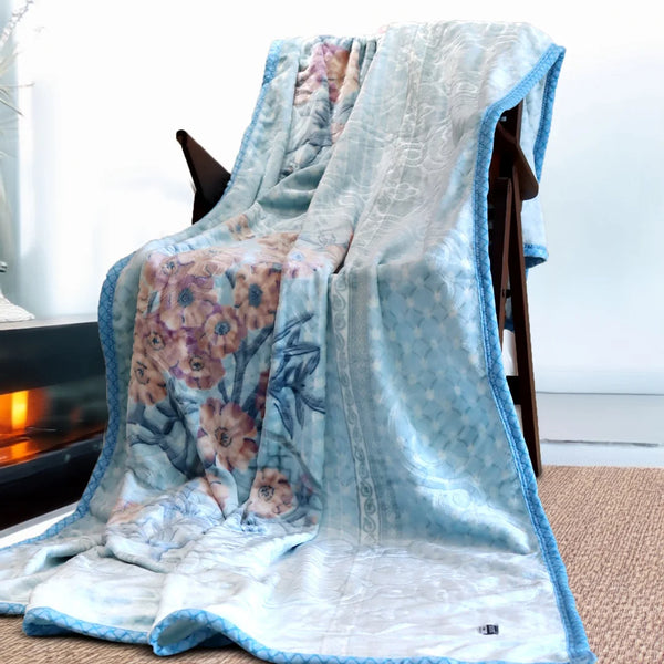 Blue Floral Fleece Blanket
