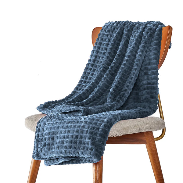 Stone Blue Waffle Fleece Blanket