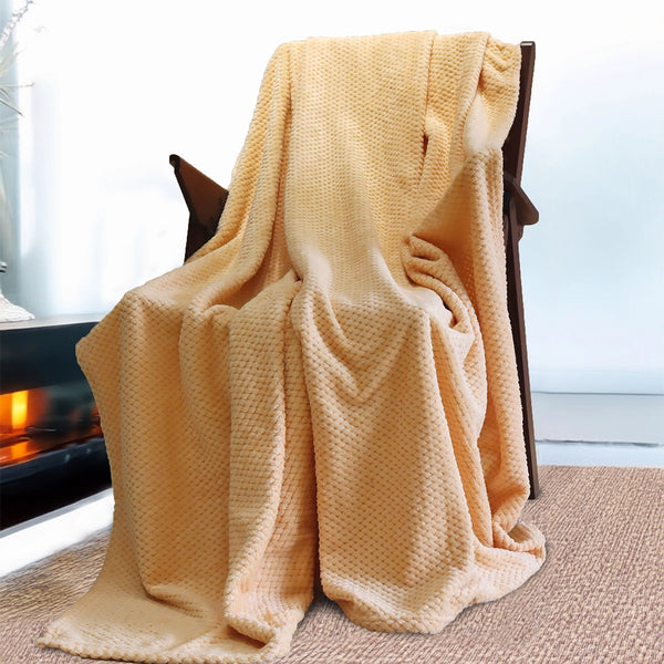Coral Grid Fleece Blanket