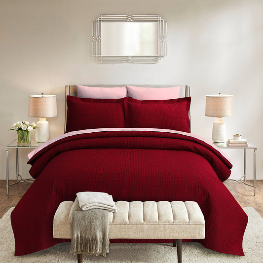 Moroccan Burgundy Bed Spread Set (3Pcs)
