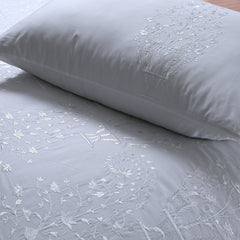 White Paisley Embroidered Quilt Cover Set