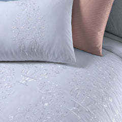 White Paisley Embroidered Quilt Cover Set