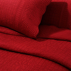 Red Damask Bed Spread Set