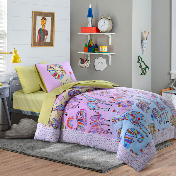 Pastel Zoo Quilt Cover Set