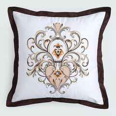 Baroque White 6Pcs Embroidered Bedset - Gift Pack