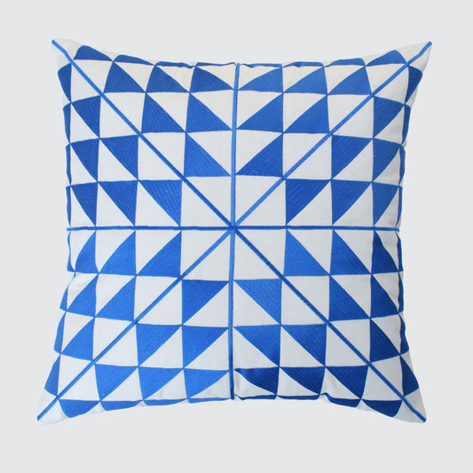 Asterisk Blue Embroidered Cushion
