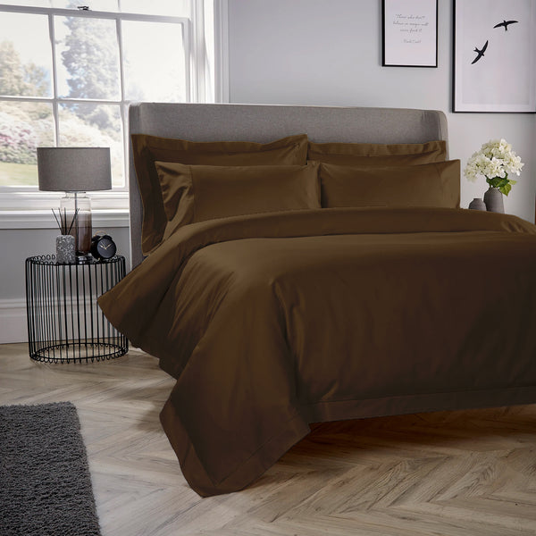 Brown T-500 Cotton Sateen Quilt Cover Set