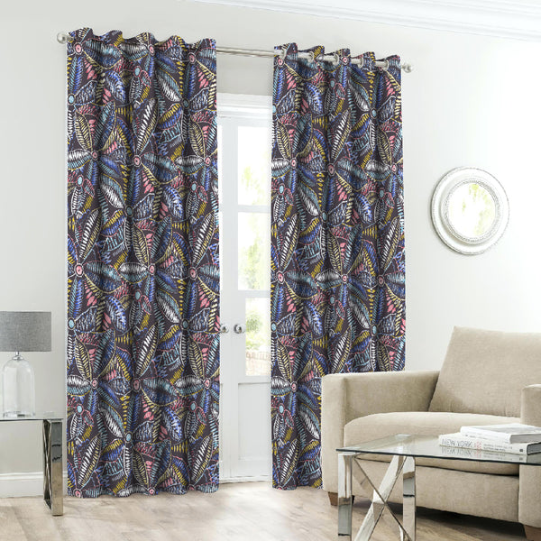 Fern Flowers Digital Printed Curtain Pair