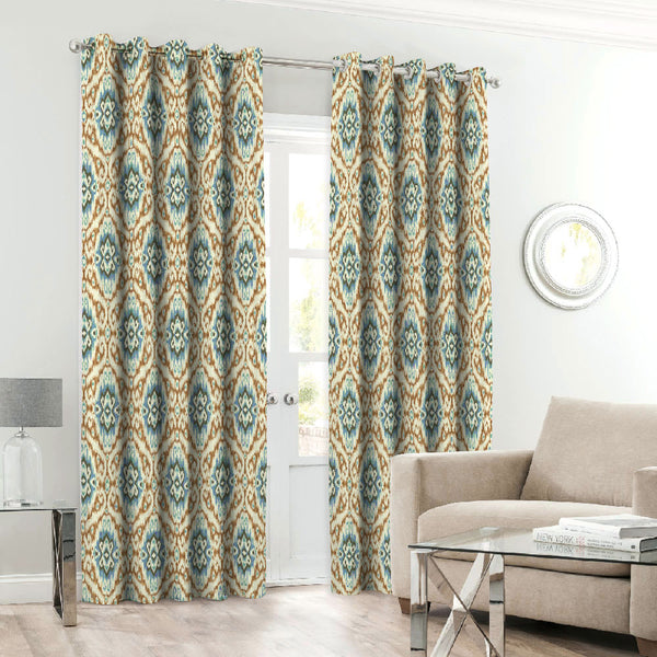 Ikat Digital Printed Curtain Pair