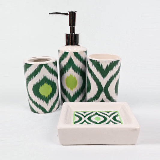 Ikat Emerald Ceramic Bath Set