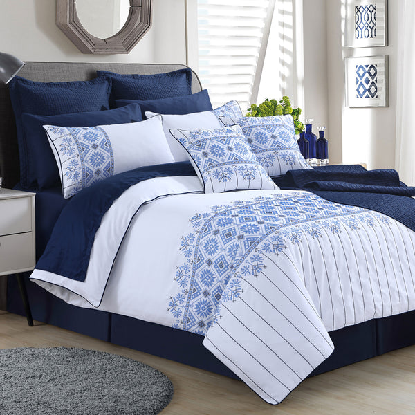 Lattice Embroidered Quilt Cover Set